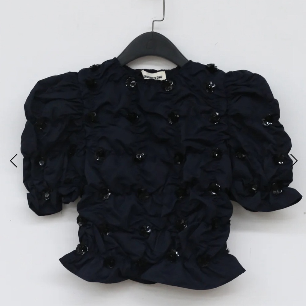 Shu Shu/Tong Shirred Embellished Top